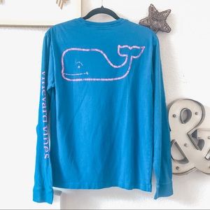 VINEYARD VINES blue pink logo vintage long sleeve